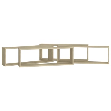 Rafturi de perete cub, 4 buc., stejar sonoma, 80x15x26,5 cm PAL - Img 8