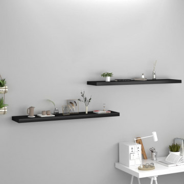 Rafturi de perete suspendate 2 buc., negru 120x23,5x3,8 cm, MDF - Img 1