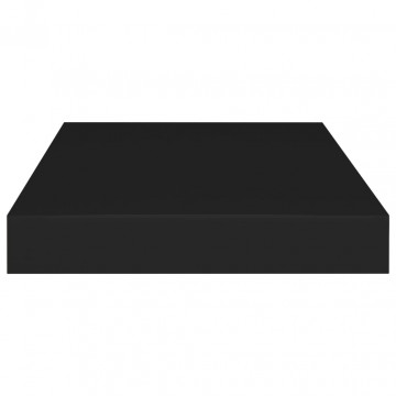 Rafturi de perete suspendate 2 buc., negru, 40x23x3,8 cm, MDF - Img 5