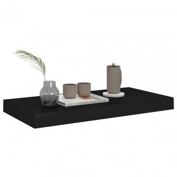 Rafturi de perete suspendate, 4 buc., negru, 50x23x3,8 cm, MDF - Img 6