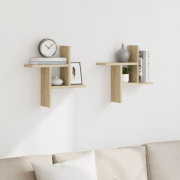 Rafturi perete 2 buc. stejar sonoma 38x12x38 cm lemn prelucrat - Img 3