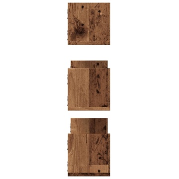 Rafturi perete, 3 buc., lemn vechi, 58x18x18 cm, lemn prelucrat - Img 8