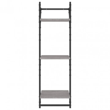 Rafturi perete 3 niveluri cu bare 2 buc. gri sonoma 30x25x100cm - Img 8