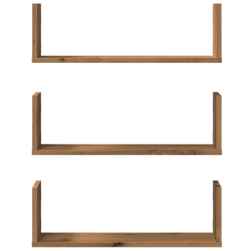 Rafturi perete 3buc. stejar artizanal 58x18x18cm lemn prelucrat - Img 4
