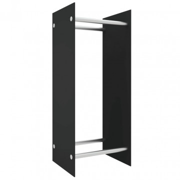 Rastel lemne de foc negru 40x35x100 cm sticlă securizată - Img 2