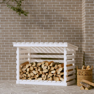 Rastel pentru lemne de foc, alb, 108x73x79 cm, lemn masiv pin - Img 1