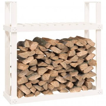 Rastel pentru lemne de foc, alb, 110x35x108,5 cm lemn masiv pin - Img 4