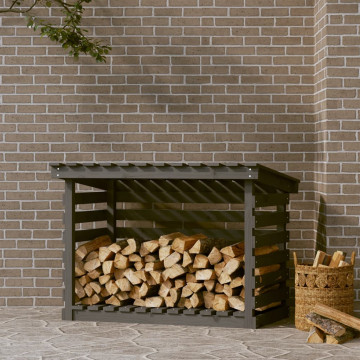Rastel pentru lemne de foc, gri, 108x73x79 cm, lemn masiv pin - Img 1