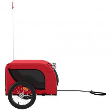 Remorcă de bicicletă câini roșu&negru textil oxford&fier - Img 8