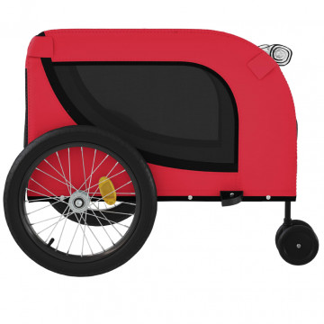Remorcă de bicicletă câini roșu&negru textil oxford&fier - Img 5
