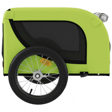 Remorcă de bicicletă câini verde&negru textil oxford&fier - Img 5