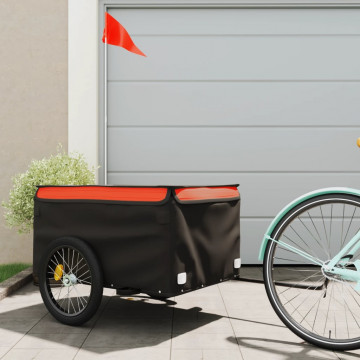 Remorcă de marfă pentru biciclete negru/portocaliu 45 kg fier - Img 1