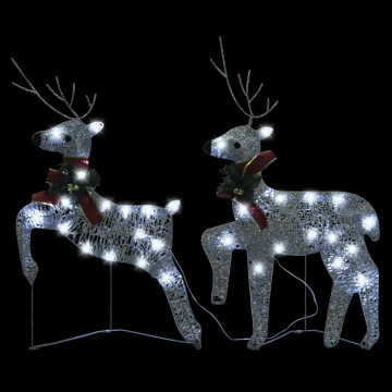 Reni de Crăciun, 2 buc., argintiu, 40 LED-uri - Img 3
