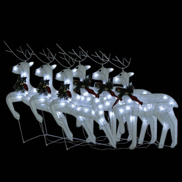 Reni de Crăciun, 6 buc., alb, 120 LED-uri - Img 3