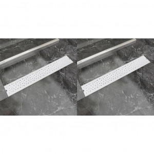 Rigolă duș liniară, 2 buc., 730x140 mm, oțel inoxidabil, bule - Img 1