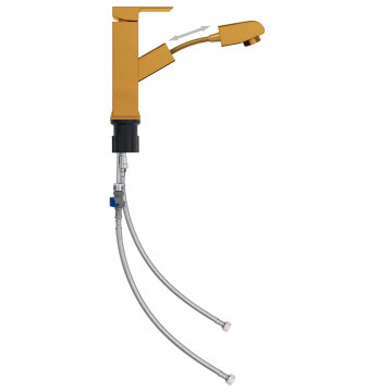 Robinet chiuvetă de baie retractabil, auriu, 157x172 mm - Img 2
