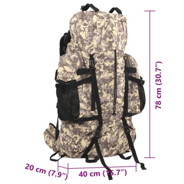 Rucsac de drumeție, camuflaj maro camel, 80 L, țesătură oxford - Img 7