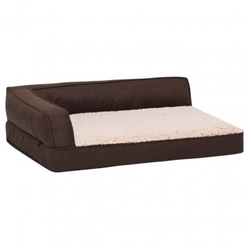 Saltea ergonomică pat de câini maro 60x42 cm aspect in /fleece - Img 2