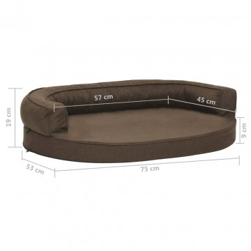Saltea ergonomică pat de câini, maro, 75x53 cm aspect in/fleece - Img 6