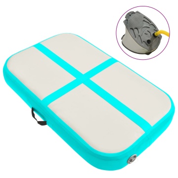 Saltea gimnastică gonflabilă cu pompă verde 600x100x20 cm PVC - Img 1