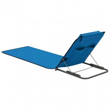 Saltele plajă pliabile 2 buc, albastru, oțel și material textil - Img 3