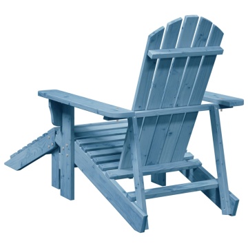 Scaun Adirondack cu taburet, albastru, lemn masiv de brad - Img 6