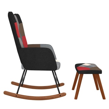 Scaun balansoar cu taburet, material textil, petice - Img 4