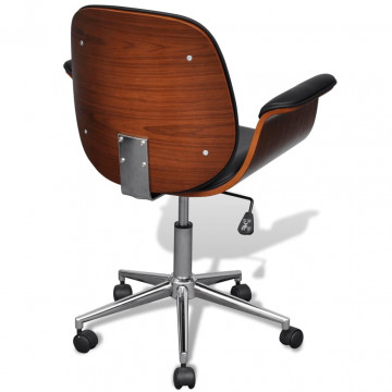Scaun cu brațe pivotant, lemn curbat și piele ecologică - Img 7