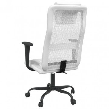 Scaun de birou, alb, plasă textilă și piele ecologică - Img 8