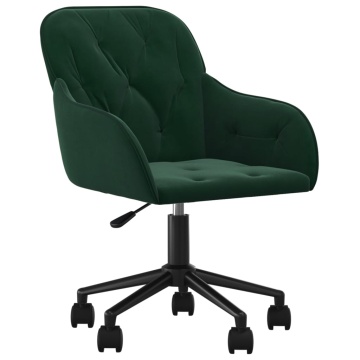 Scaun de birou pivotant, verde închis, catifea - Img 2