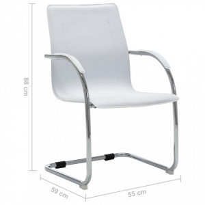 Scaun de birou tip consolă, alb, piele ecologică - Img 5