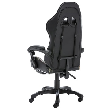 Scaun de jocuri cu taburet, negru și camuflaj, piele ecologică - Img 3