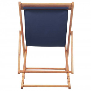 Scaun de plajă pliabil, albastru, textil și cadru din lemn - Img 4