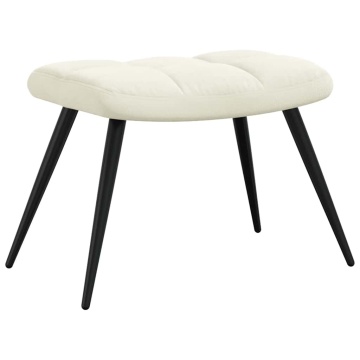 Scaun de relaxare cu taburet, alb crem, catifea - Img 5