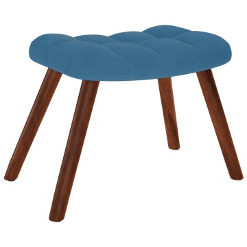 Scaun de relaxare cu taburet, albastru, catifea - Img 5
