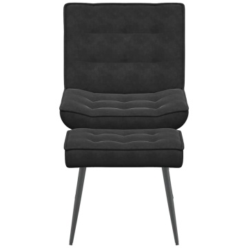 Scaun de relaxare cu taburet, negru, catifea - Img 4