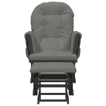 Scaun de relaxare glisant cu taburet, gri închis, textil - Img 3