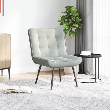 Scaun de relaxare gri deschis 64x74x84 cm catifea - Img 3