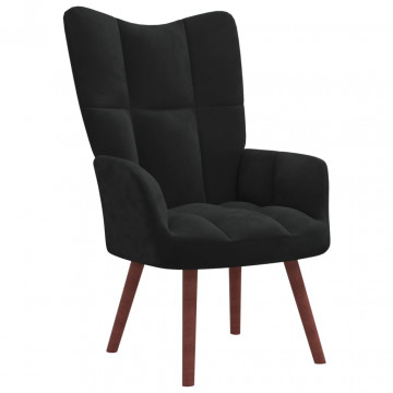 Scaun de relaxare, negru, catifea - Img 1