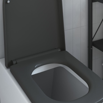 Scaun de toaletă cu eliberare rapidă cu închidere moale Duroplast Antracit - Img 4
