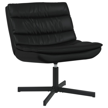 Scaun Pivotant Negru Piele sintetică, Metal Mediul Scaun Negru - Img 2