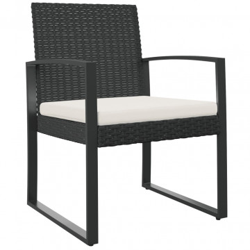 Scaune de bucătărie de grădină, 2 buc., negru, rattan PP - Img 2