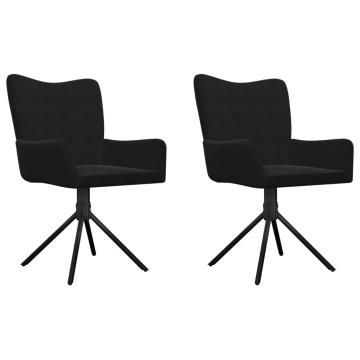 Scaune de bucătărie pivotante, 2 buc., negru, catifea - Img 2