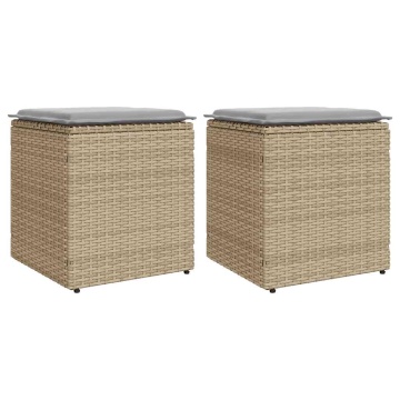 Scaune de grădină cu perne 2 buc Bej 40x40x43 cm Poly Ratan - Img 1