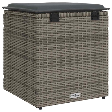 Scaune de grădină cu perne 2 buc Gri 40x40x43 cm Poly Ratan - Img 7