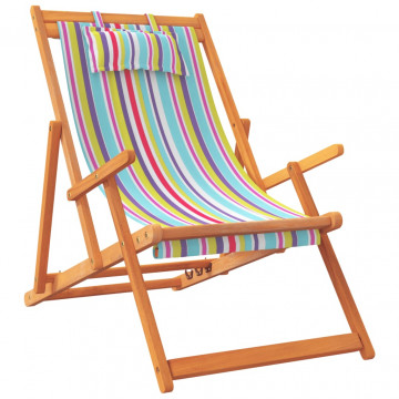 Scaune de plajă pliante, 2 buc., multicolor, material textil - Img 3
