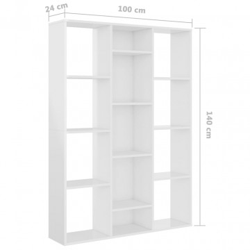 Separator cameră/Bibliotecă alb extralucios 100x24x140 cm PAL - Img 6