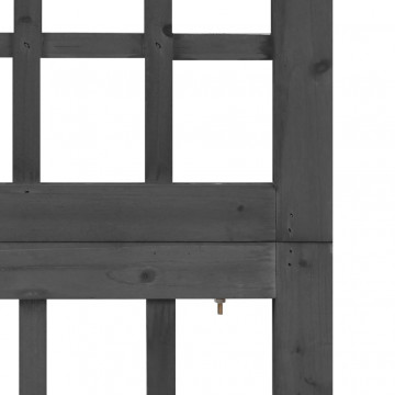 Separator cameră cu 4 panouri negru 161x180 cm nuiele lemn brad - Img 6