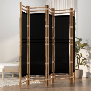 Separator de cameră pliabil cu 5 panouri 200 cm bambus și pânză - Img 1