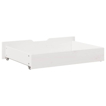 Sertare de pat, 2 buc., 80x55x16 cm, alb, lemn masiv de pin - Img 5
